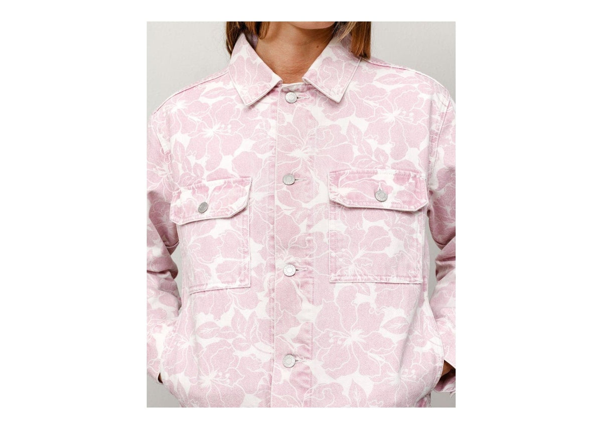 Stussy Denim Trucker Jacket Pink Hawaiian