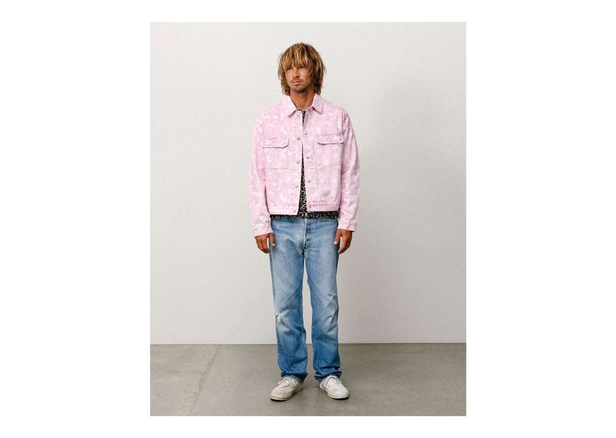 Stussy Denim Trucker Jacket Pink Hawaiian