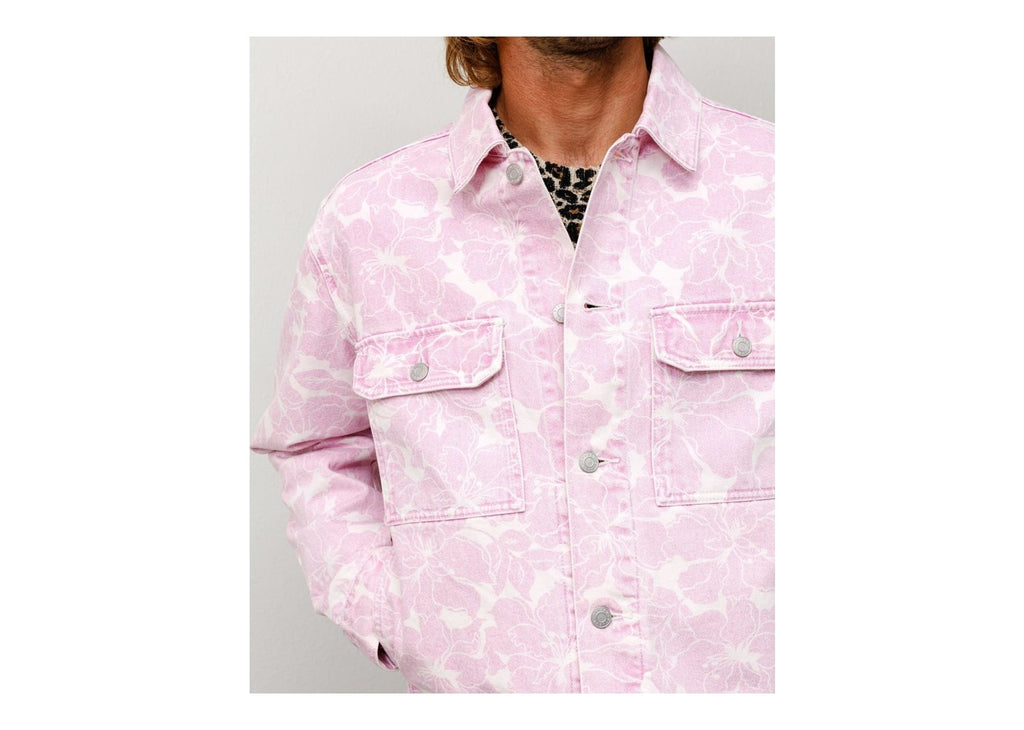 Stussy Denim Trucker Jacket Pink Hawaiian