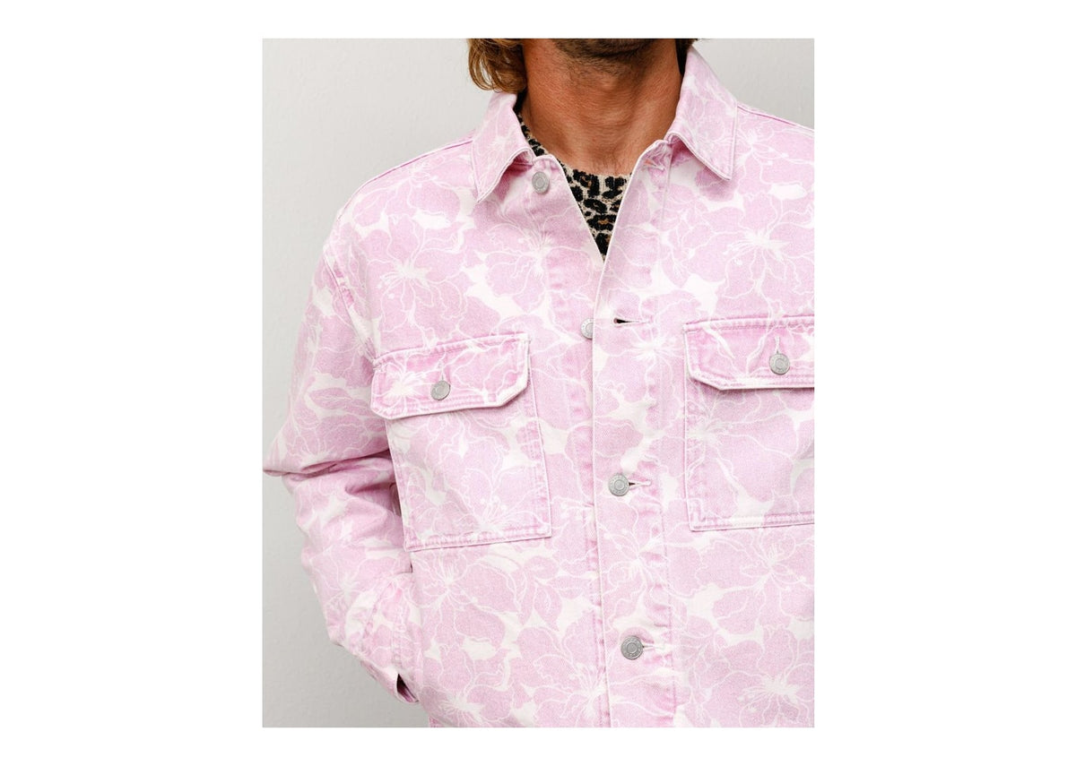 Stussy Denim Trucker Jacket Pink Hawaiian