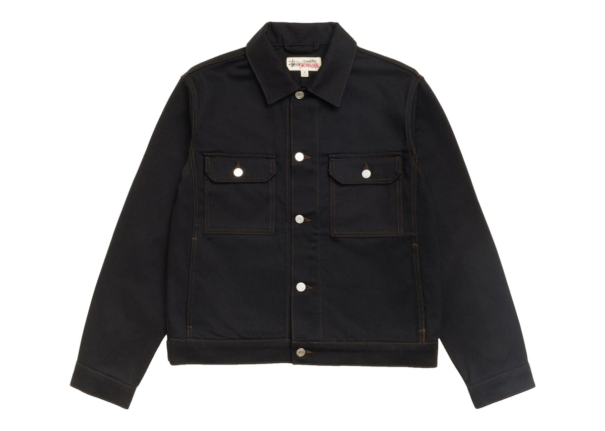 Stussy Denim Trucker Jacket Raw Black Contrast Stitch
