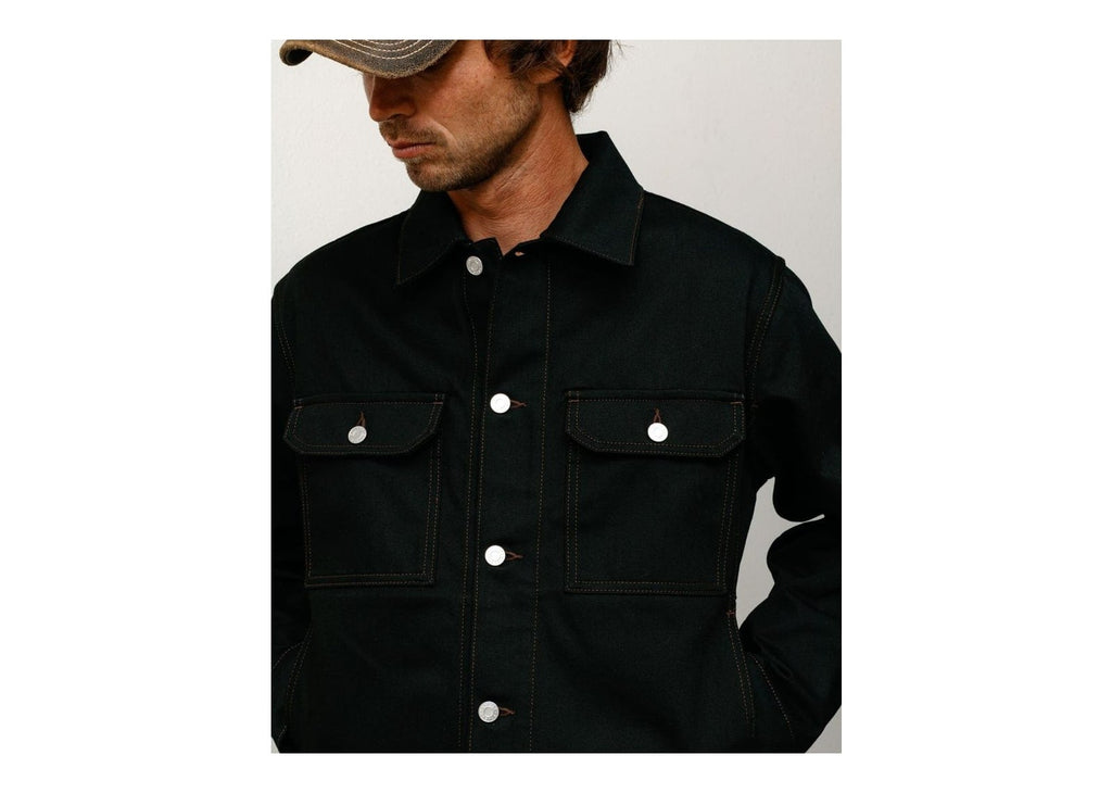 Stussy Denim Trucker Jacket Raw Black Contrast Stitch