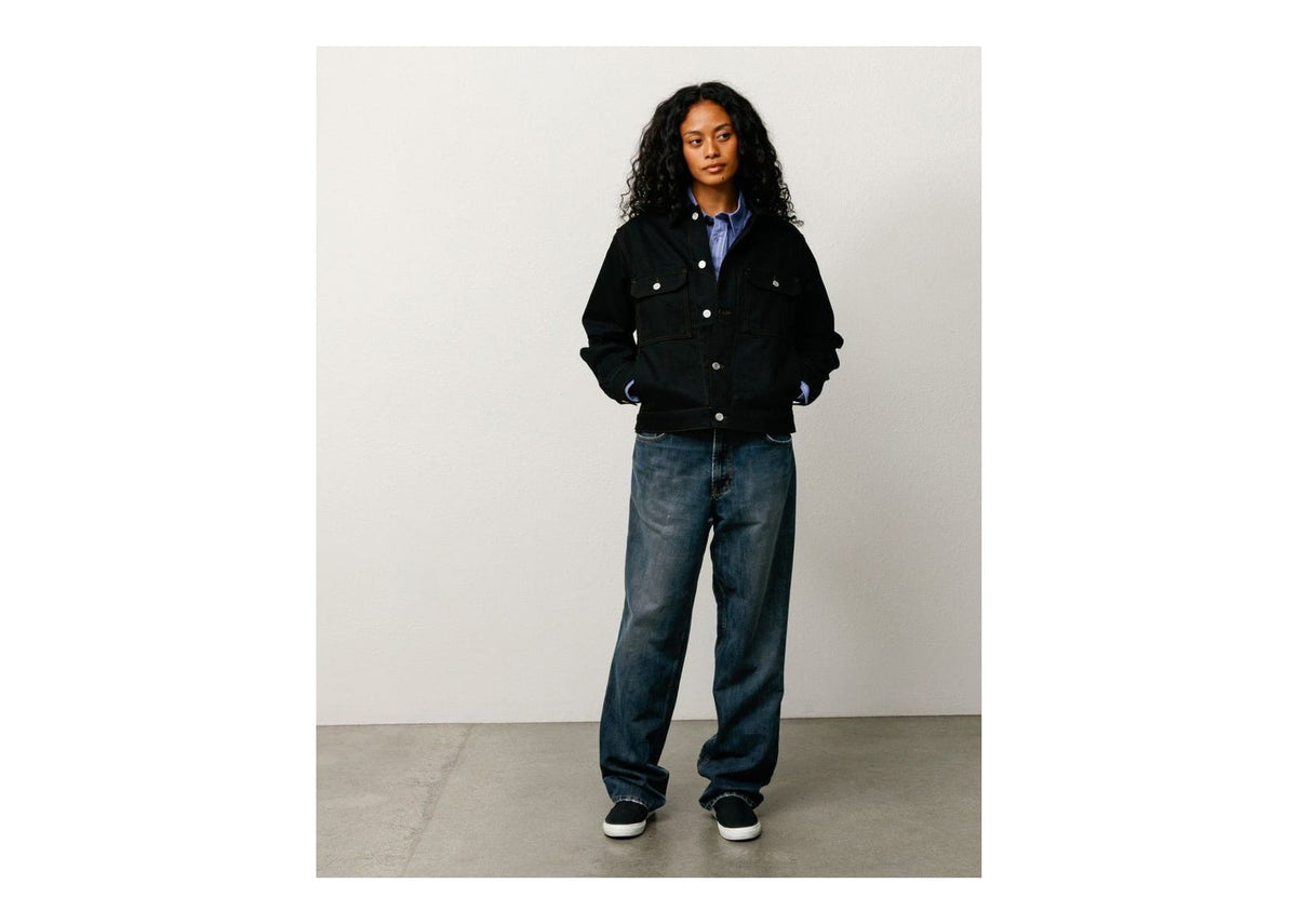 Stussy Denim Trucker Jacket Raw Black Contrast Stitch