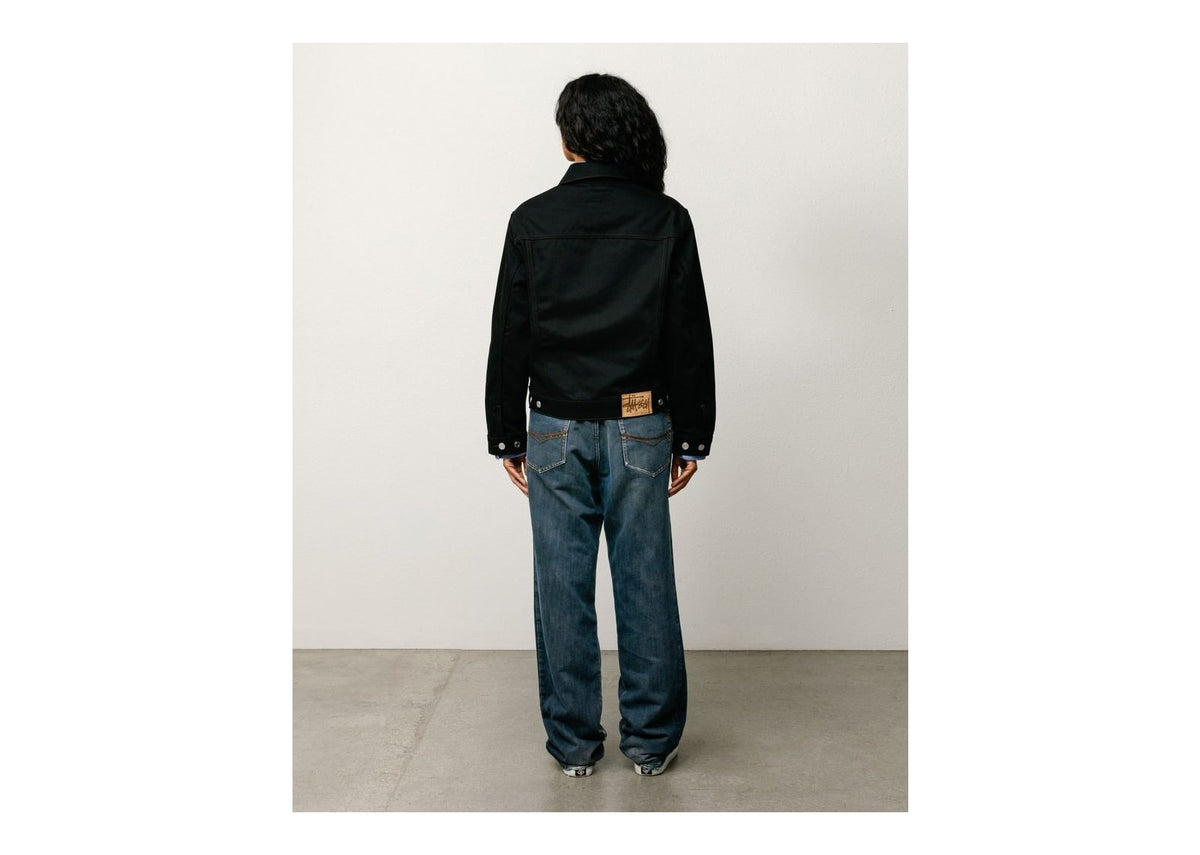 Stussy Denim Trucker Jacket Raw Black Contrast Stitch