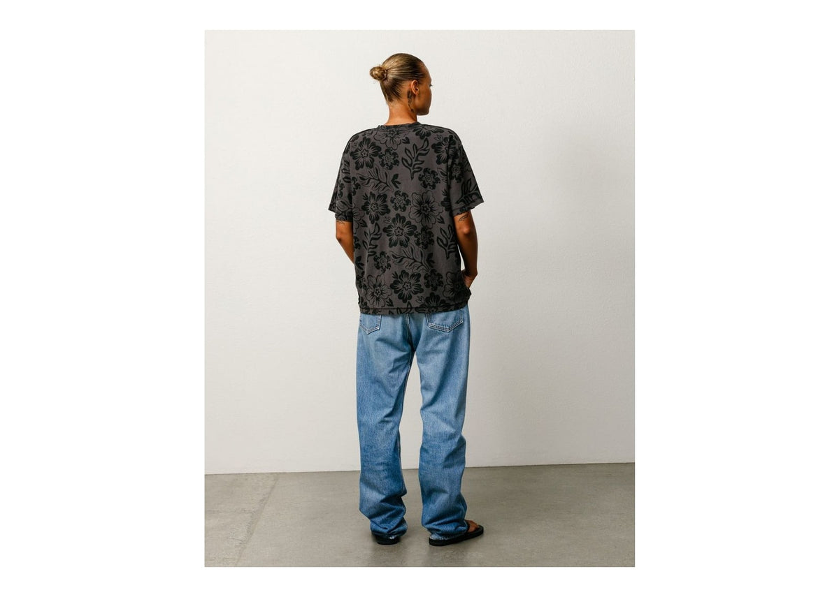 Stussy Lazy Floral Tee Vintage Black
