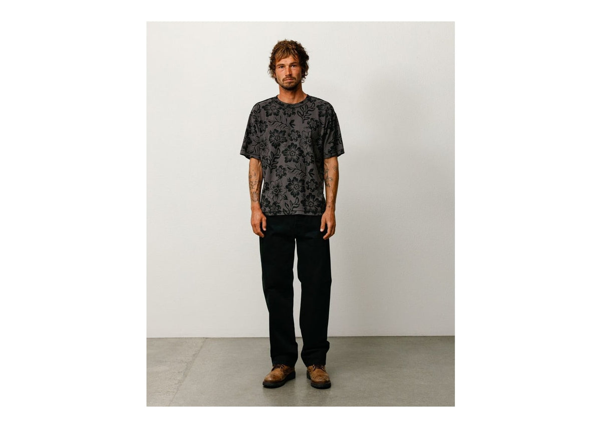 Stussy Lazy Floral Tee Vintage Black