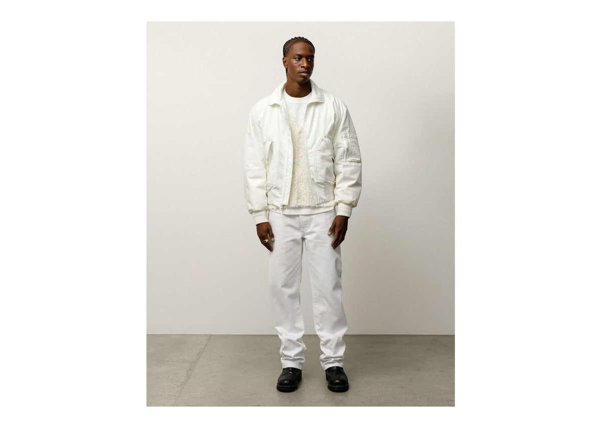 Stussy Mock Neck Flight Bomber White