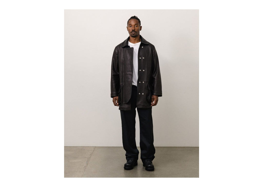 Stussy x Our Legacy Leather Fireman Jacket Black