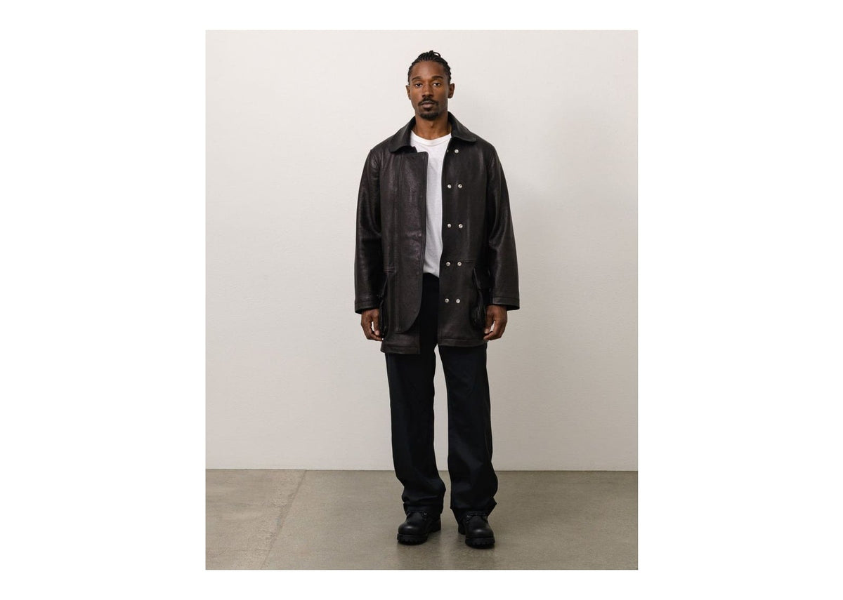 Stussy x Our Legacy Leather Fireman Jacket Black