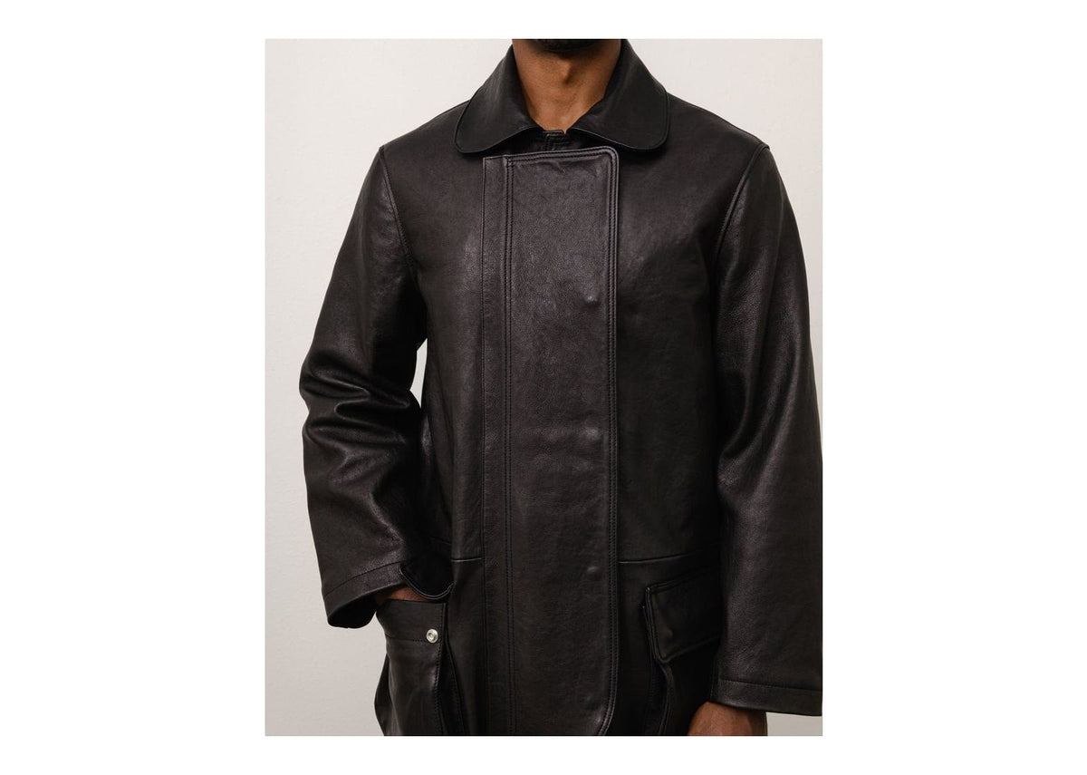 Stussy x Our Legacy Leather Fireman Jacket Black