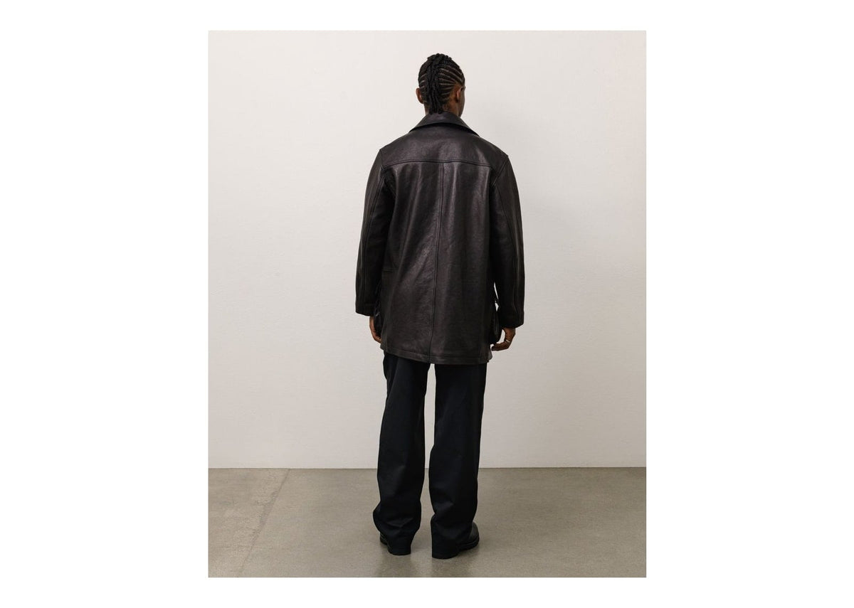 Stussy x Our Legacy Leather Fireman Jacket Black