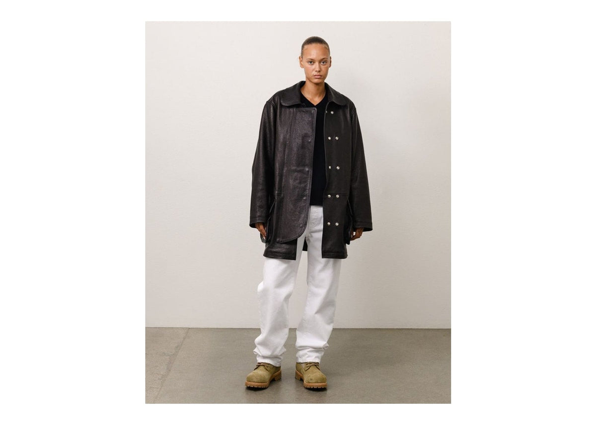 Stussy x Our Legacy Leather Fireman Jacket Black