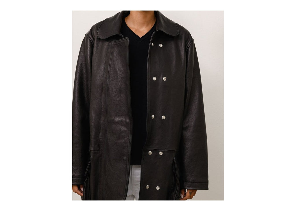 Stussy x Our Legacy Leather Fireman Jacket Black