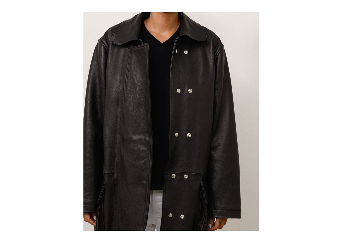 Stussy x Our Legacy Leather Fireman Jacket Black