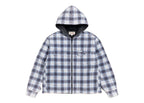 Stussy Zip Hooded Plaid Shirt Blue