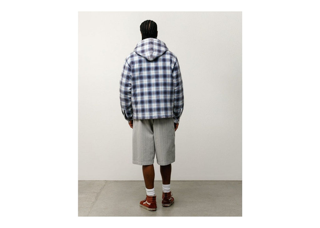 Stussy Zip Hooded Plaid Shirt Blue
