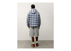 Stussy Zip Hooded Plaid Shirt Blue