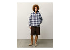Stussy Zip Hooded Plaid Shirt Blue