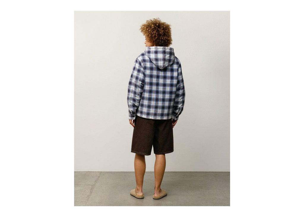 Stussy Zip Hooded Plaid Shirt Blue