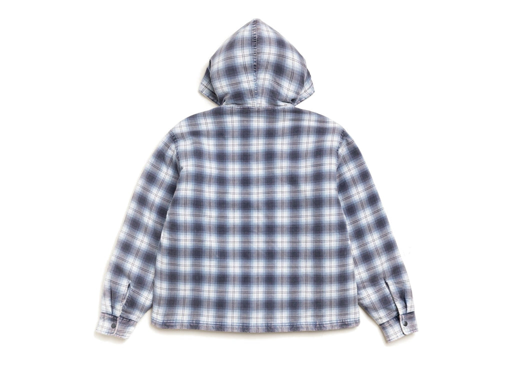 Stussy Zip Hooded Plaid Shirt Blue