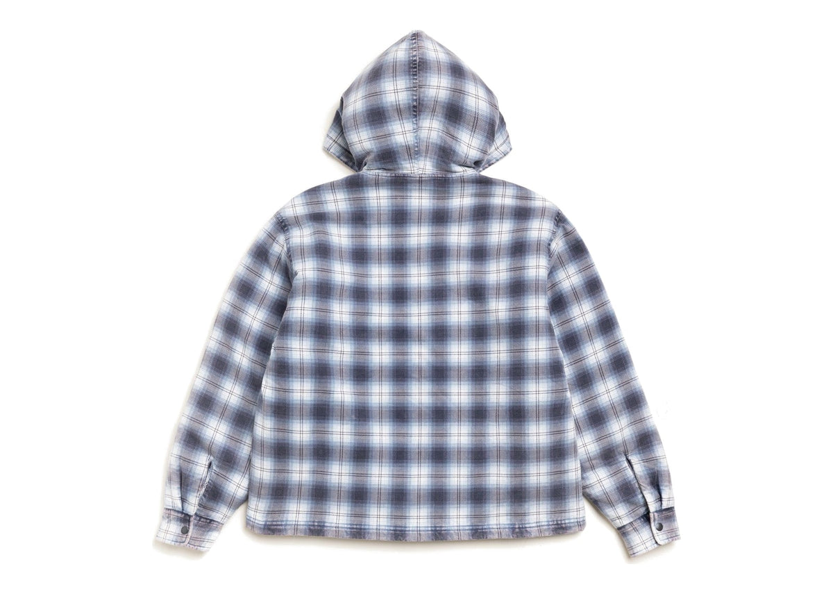 Stussy Zip Hooded Plaid Shirt Blue