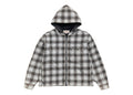 Stussy Zip Hooded Plaid Shirt Charcoal