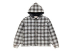 Stussy Zip Hooded Plaid Shirt Charcoal