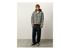 Stussy Zip Hooded Plaid Shirt Charcoal