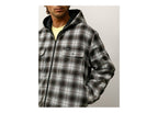 Stussy Zip Hooded Plaid Shirt Charcoal