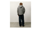 Stussy Zip Hooded Plaid Shirt Charcoal