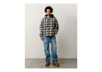 Stussy Zip Hooded Plaid Shirt Charcoal