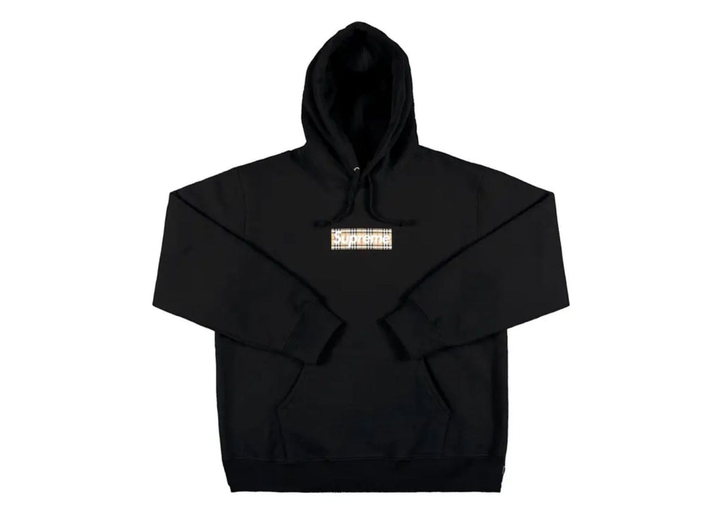 Supreme Burberry Box Logo Hooded Sweatshirt Black