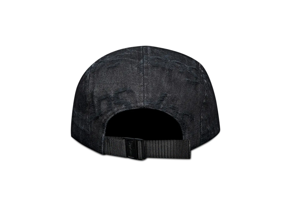 Supreme Frayed Logos Denim Camp Cap Black