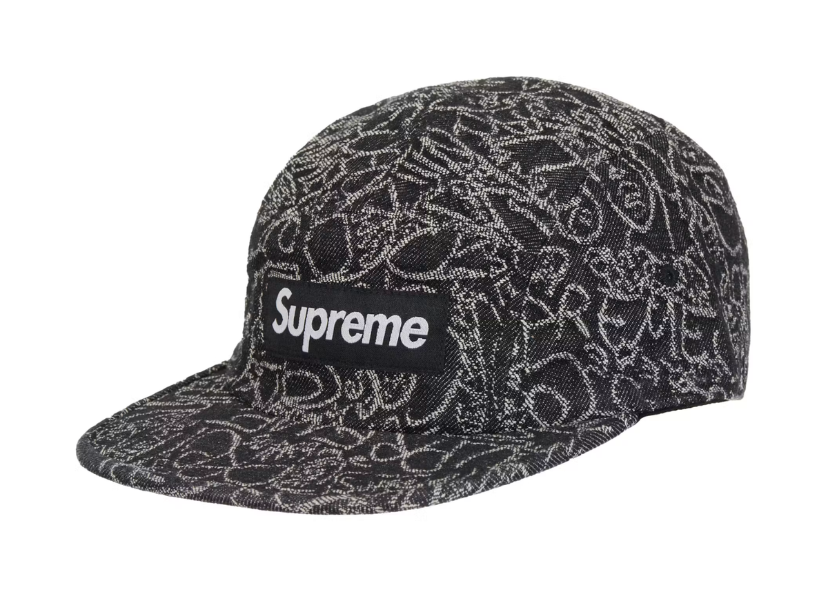 Supreme Handwriting Denim Camp Cap Black