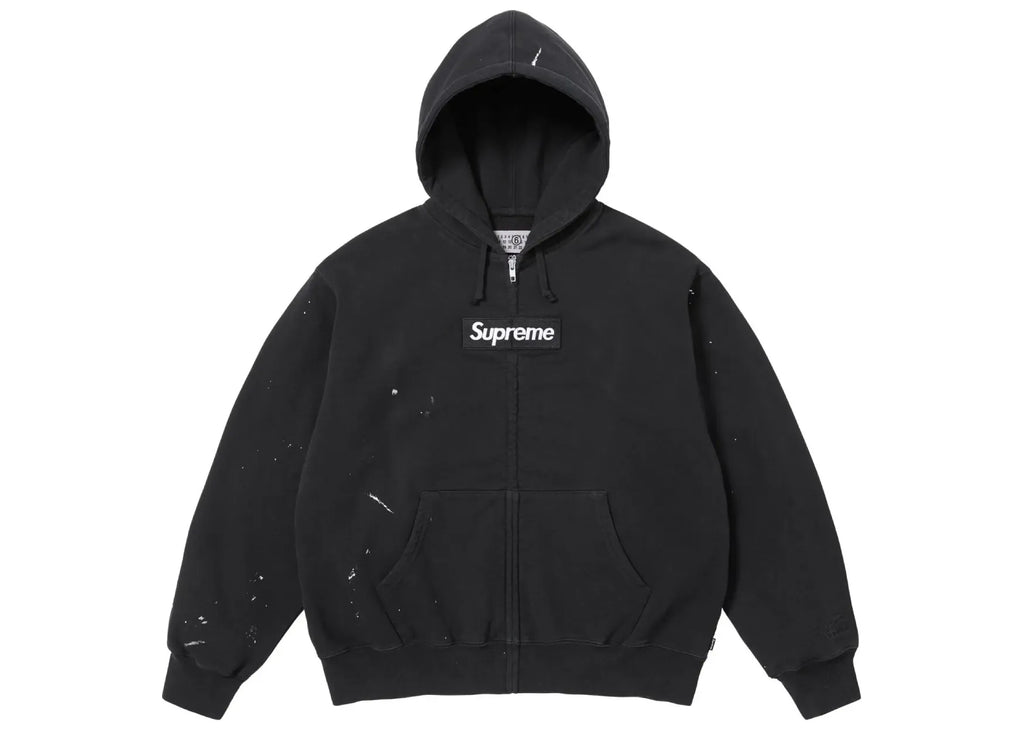 Supreme x MM 6 Maison Margiela Box Logo Zip Up Hooded Sweatshirt Black