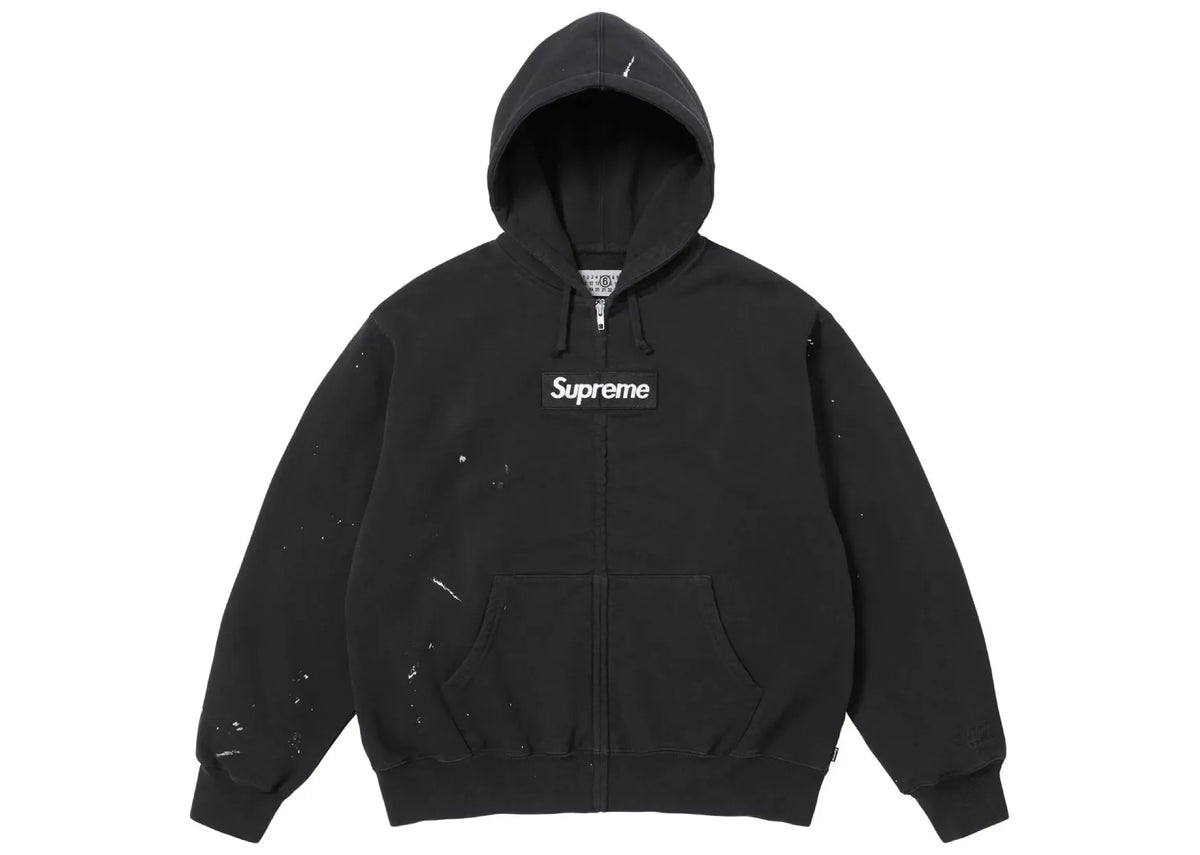 Supreme x MM 6 Maison Margiela Box Logo Zip Up Hooded Sweatshirt Black