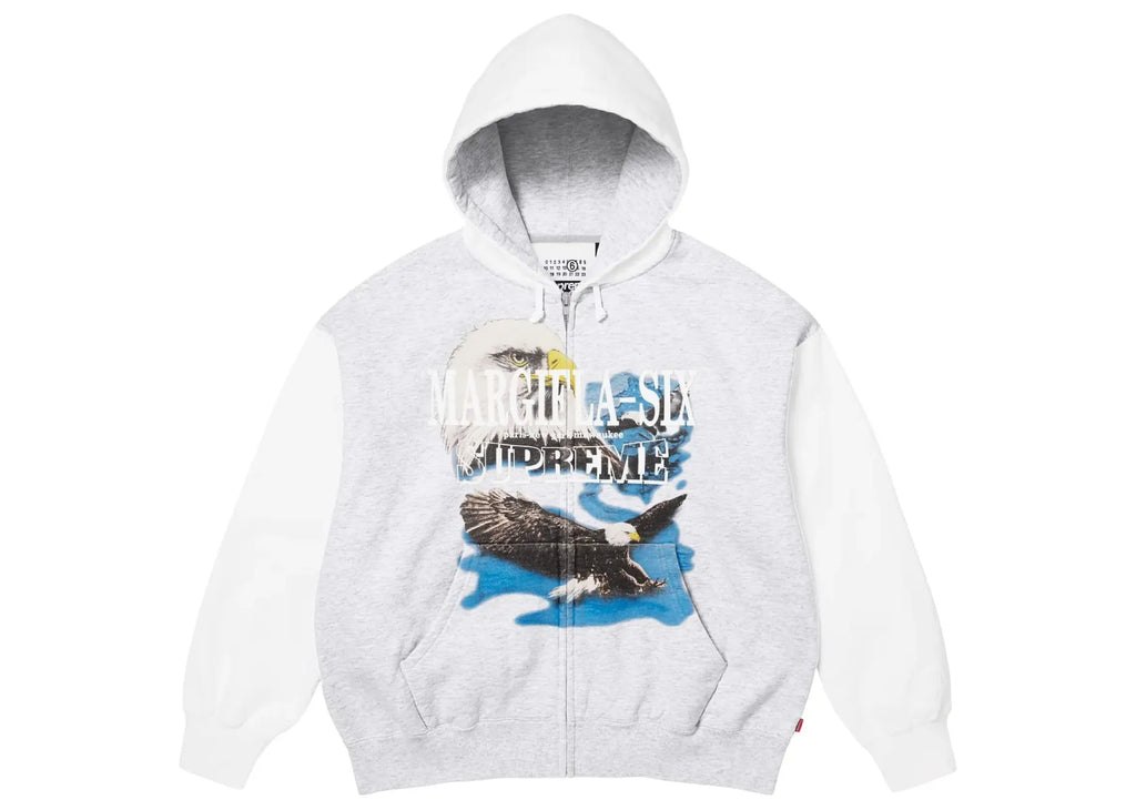 Supreme x MM 6 Maison Margiela Eagle Zip Up Hooded Sweatshirt Ash Grey