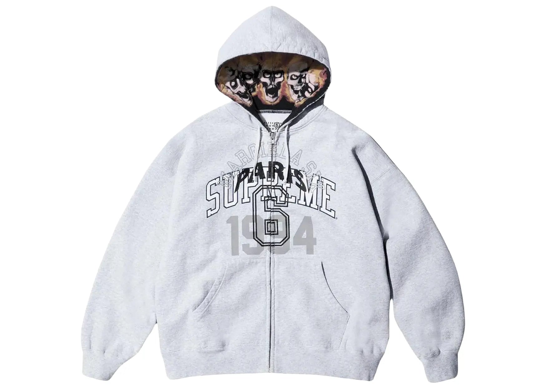 Supreme x MM 6 Maison Margiela Zip Up Hooded Sweatshirt Ash Grey