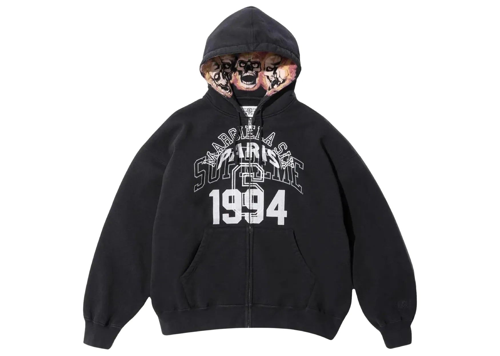 Supreme x MM 6 Maison Margiela Zip Up Hooded Sweatshirt Black