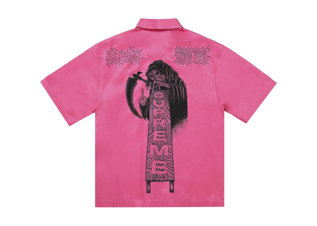 Supreme x Ys Silk Zip Up Short-Sleeve Shirt Pink