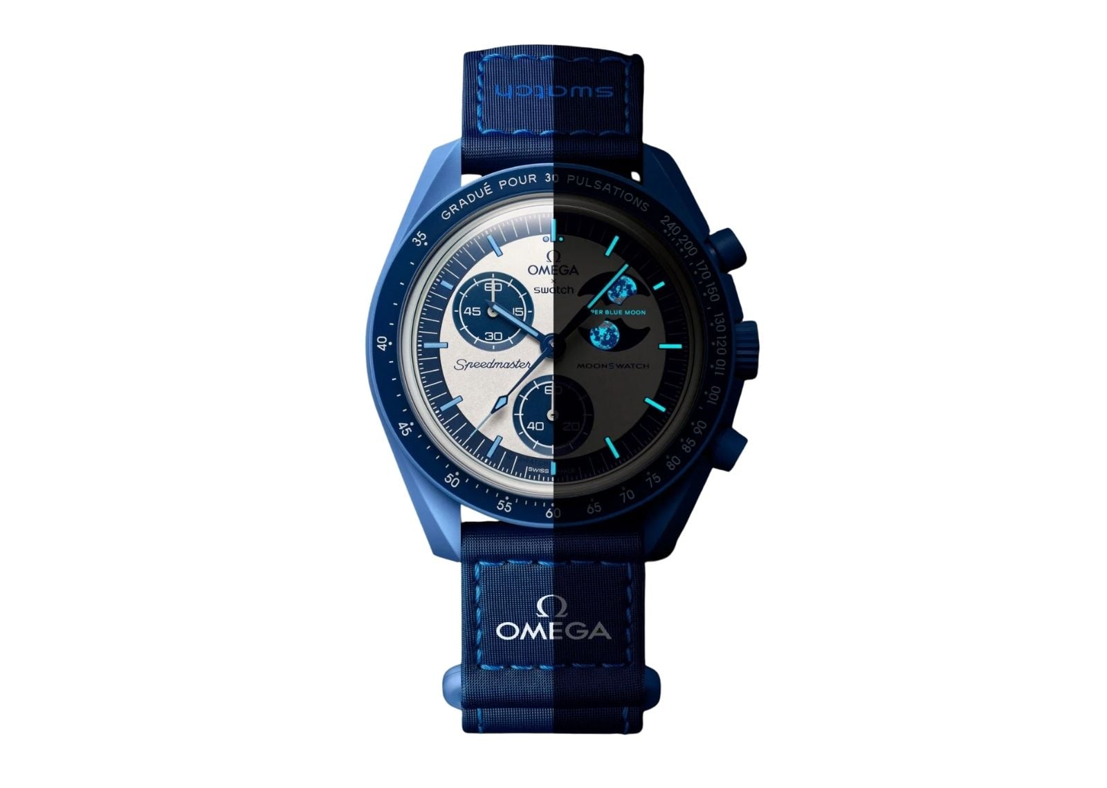 Swatchx Omega Bioceramic Moonswatch Mission to the Super Blue Moonphase