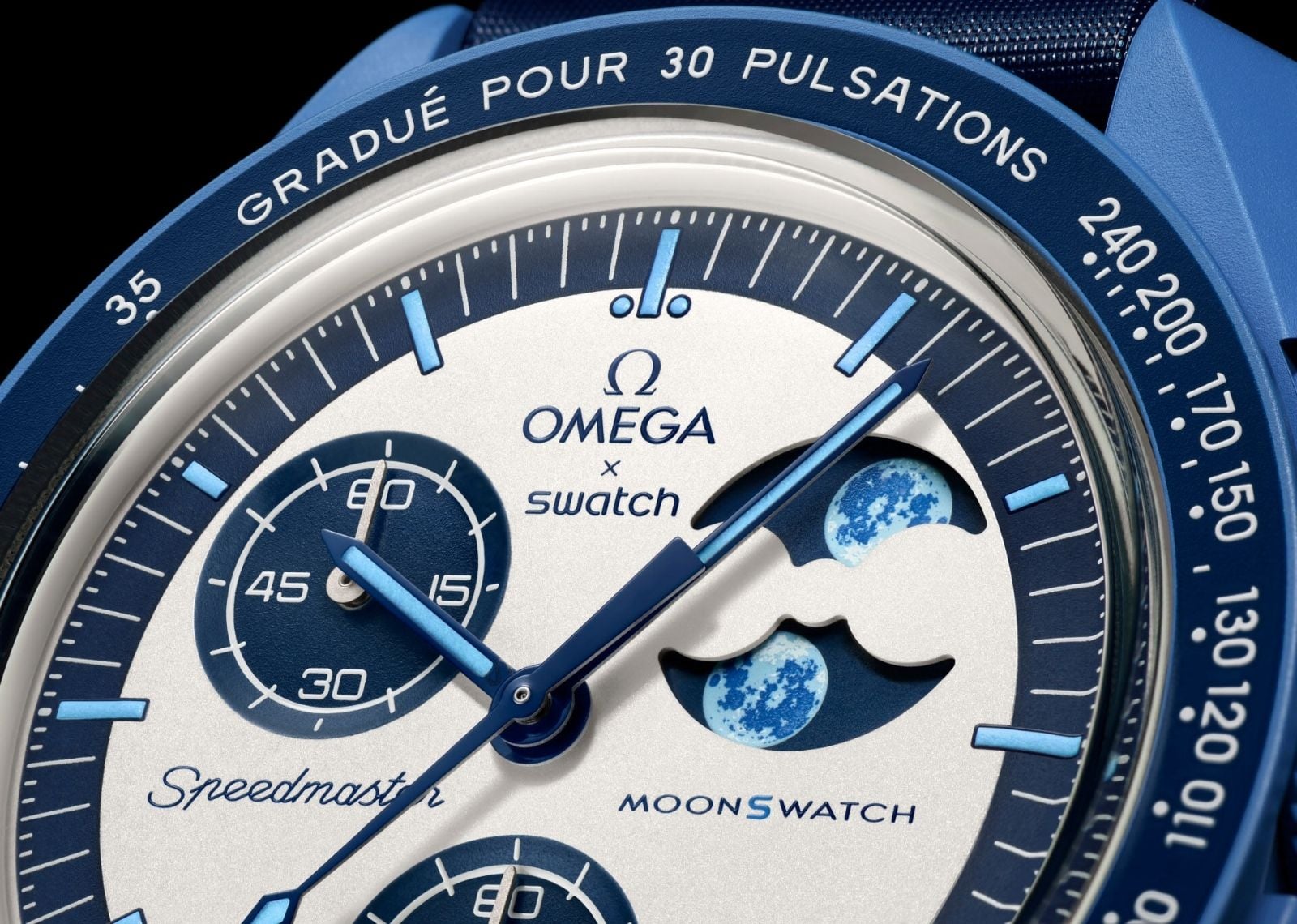 Swatchx Omega Bioceramic Moonswatch Mission to the Super Blue Moonphase