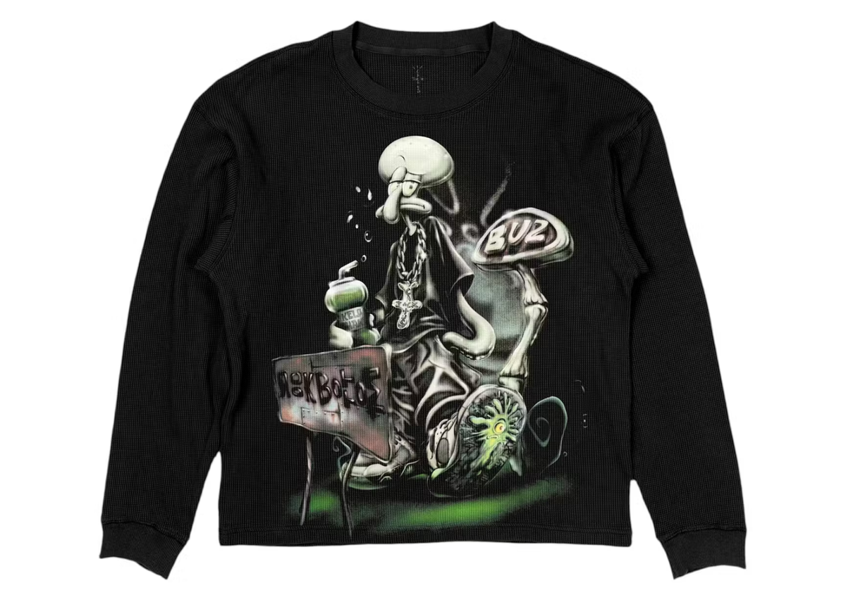 Travis Scott Cactus Jack x Spongebob Rock Bottom Longsleeve Thermal Black