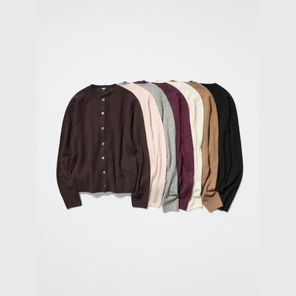 UNIQLO 100% Cashmere Crew Neck Cardigan - 01 OFF WHITE