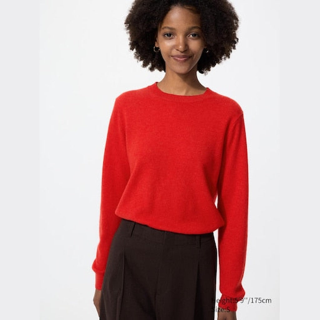 UNIQLO 100% Cashmere Crew Neck Jumper - 13 RED