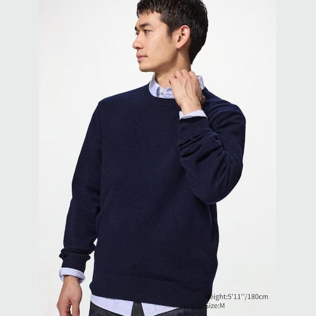 UNIQLO 100% Cashmere Crew Neck Jumper - 69 NAVY