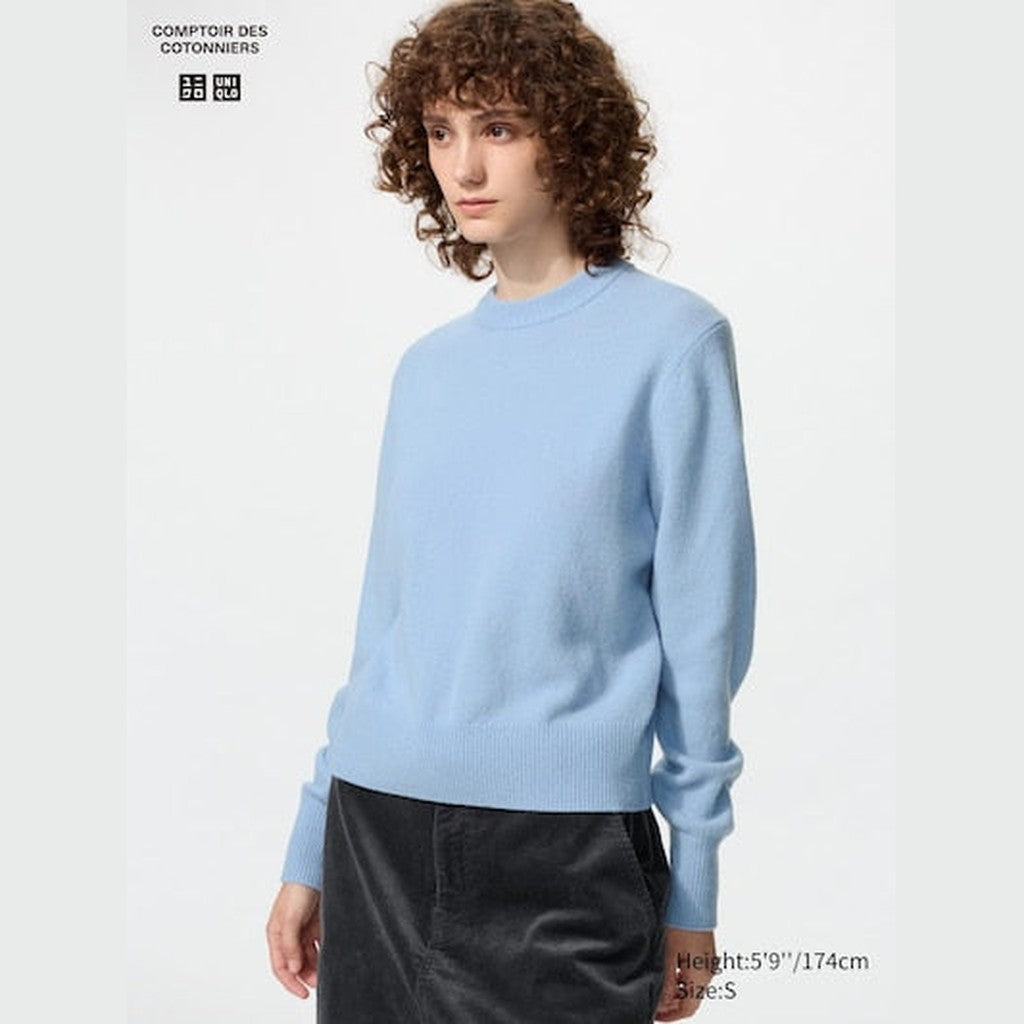 UNIQLO 100% Lambswool Crew Neck Jumper - 61 BLUE