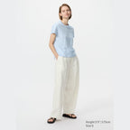 UNIQLO 100% Linen Crew Neck T-Shirt - 68 BLUE