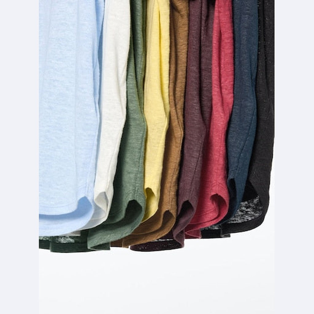 UNIQLO 100% Linen Crew Neck T-Shirt - 68 BLUE
