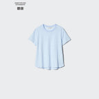 UNIQLO 100% Linen Crew Neck T-Shirt - 68 BLUE